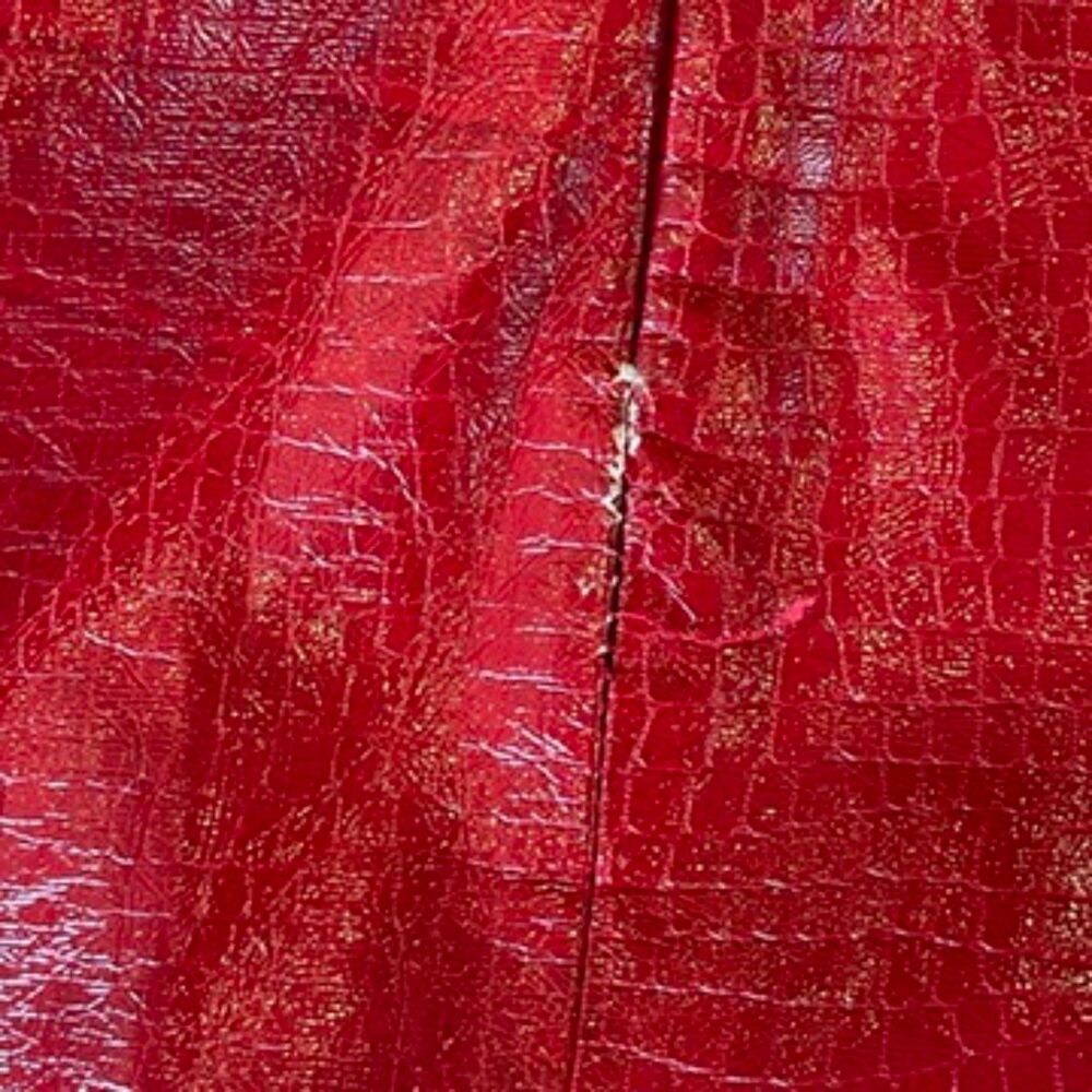 Porridge Anthropologie NEW with flaw Red Faux Snakeskin Mini Skirt XS Shiny - Picture 9 of 10